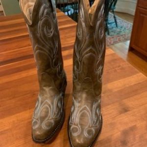 Cowboy Boots with Blue Embroidery